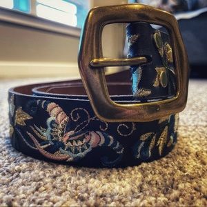 Lucky Brand (XL) Boho Embroidered Leather Belt